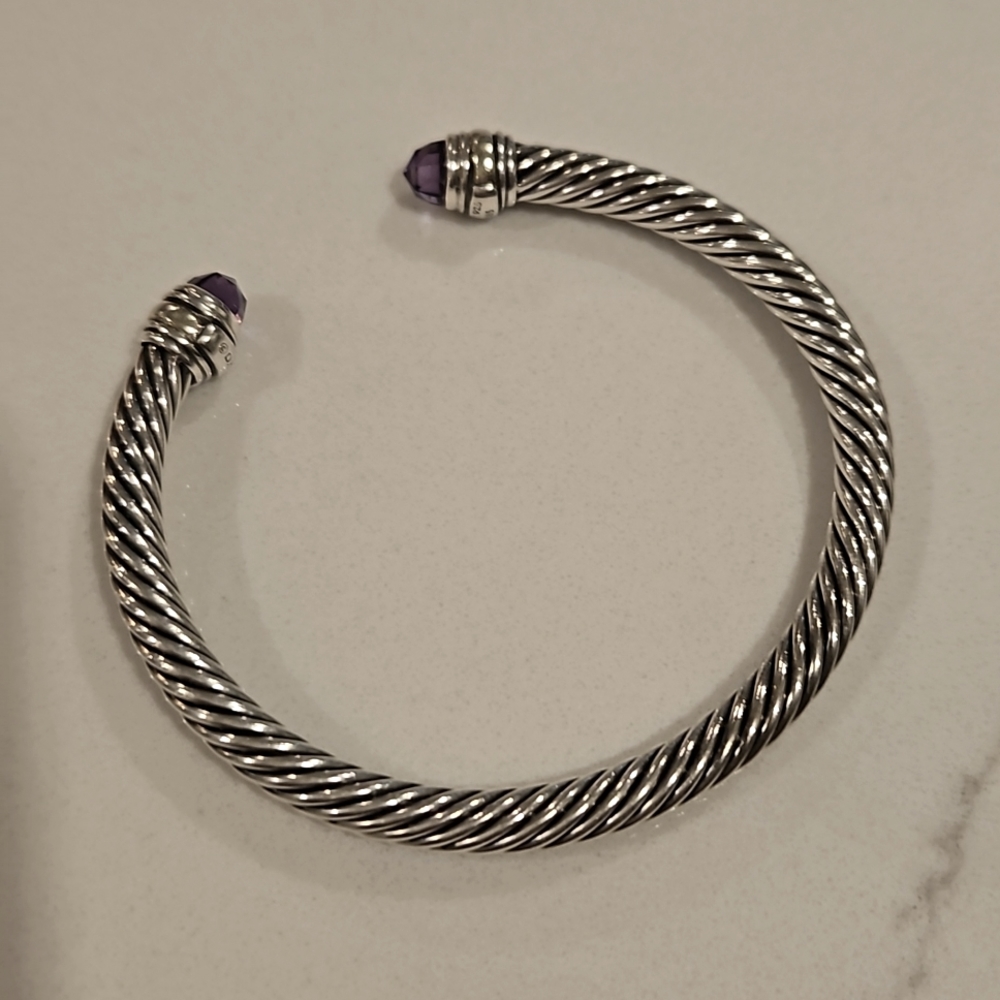 David Yurman Classic Cable 5mm Bracelet with gold and Amethyst